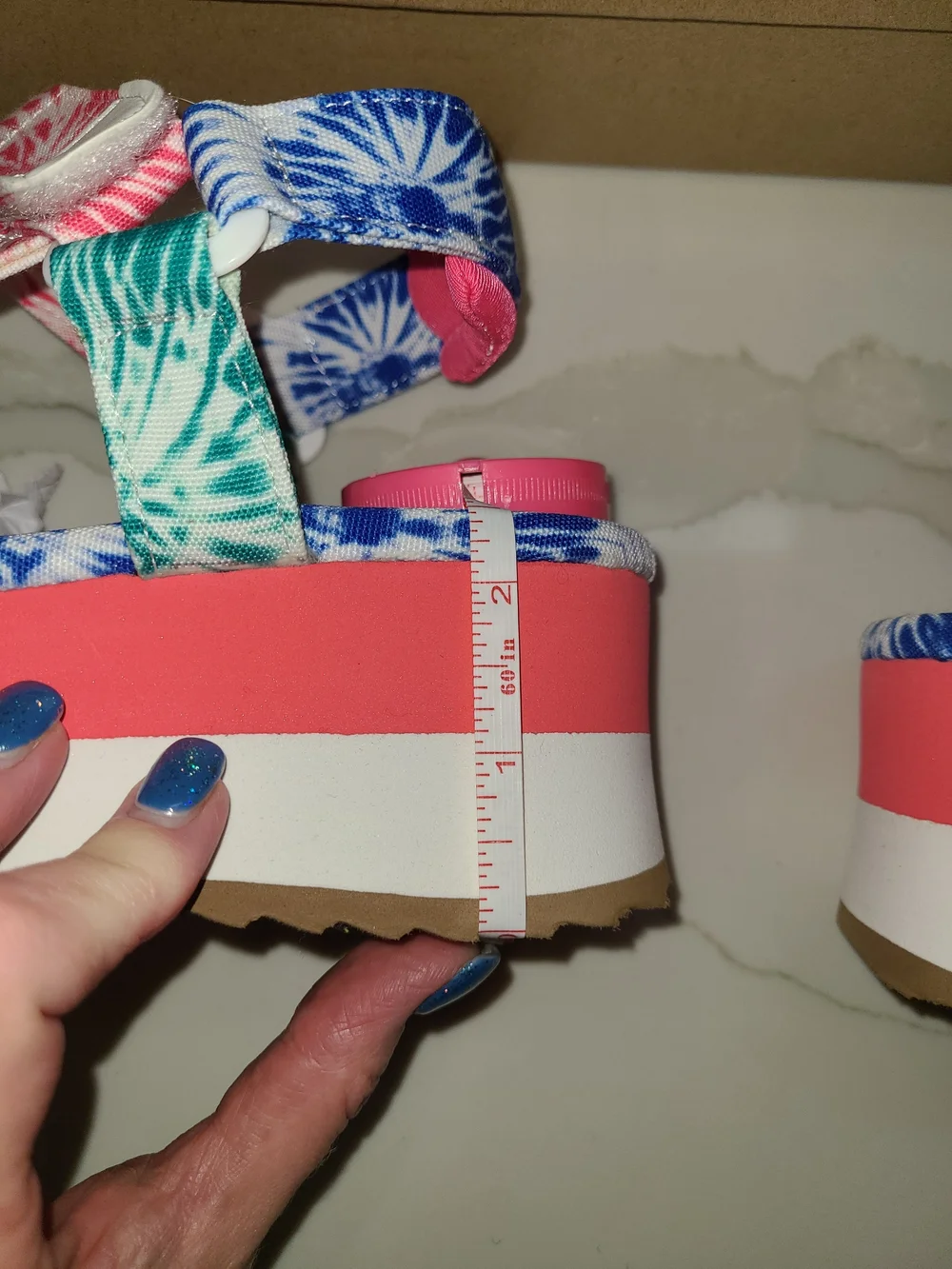 Dirty Laundry Women's Tie-Dye Platform Sandals - Blue/Pink/Green 8.5 EU 39 NEW